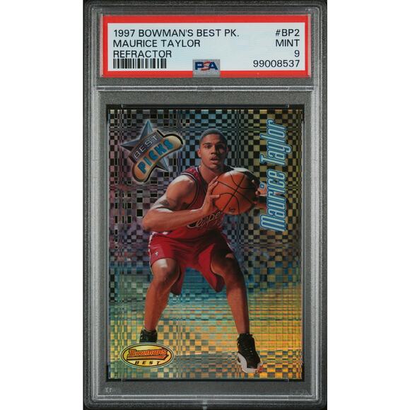1997 Bowman's Best Picks Refractor #BP2 Maurice Taylor PSA 9 LA Clippers Pop 1